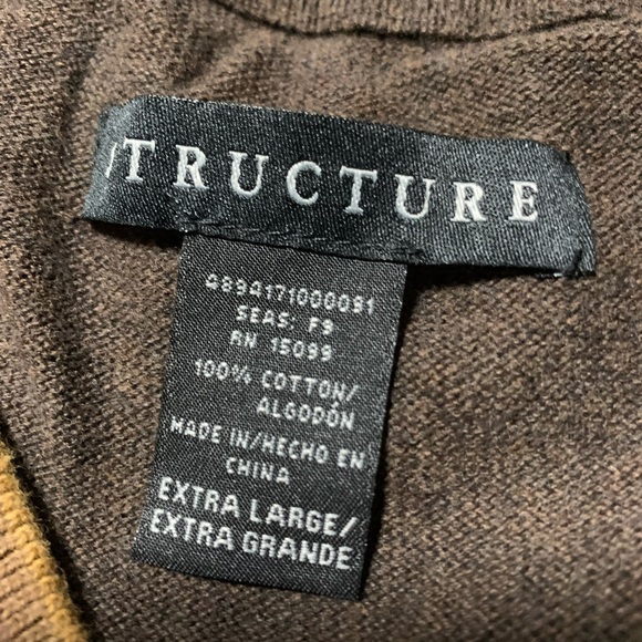 3/$20 Men’s STRUCTURE Brown Sleeveless Sweater Vest Size EXTRA LARGE - Picture 4 of 8